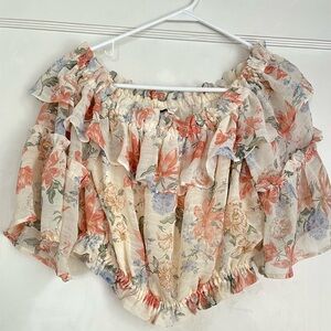 H&M floral crop blouse